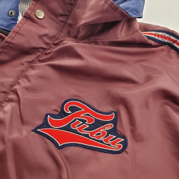 Vtg Fubu Windbreaker Track Jacket Mens 2XL Maroon Mesh Lined Zip-Up 90 Hip Hop - Picture 9 of 12